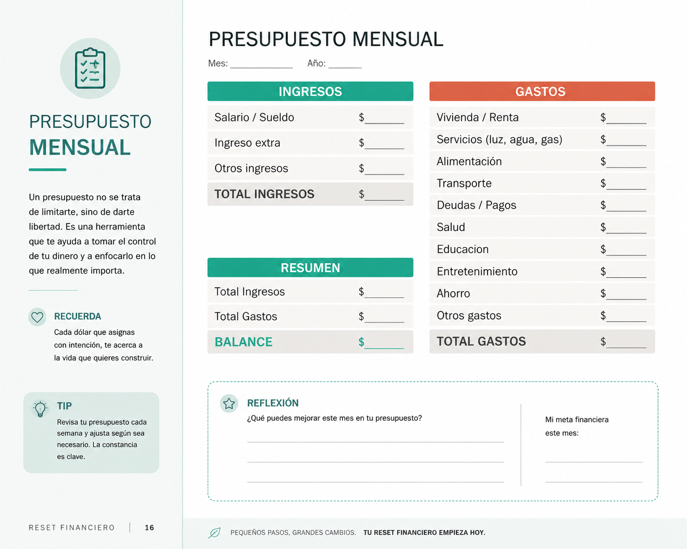👉 “Reset Financiero: 8 pasos para ordenar tu dinero desde cero”