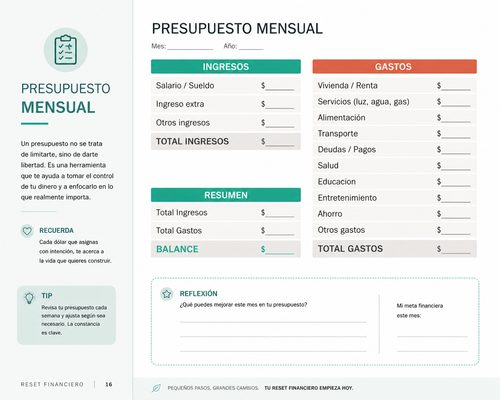 👉 “Reset Financiero: 8 pasos para ordenar tu dinero desde cero”